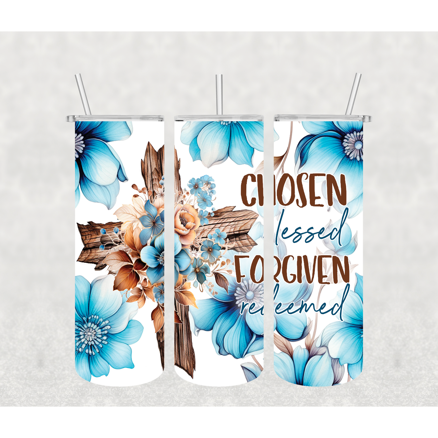 Chosen Blessed Forgiven Cross Tumbler