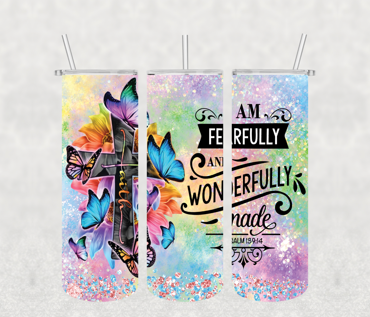 Faith Cross Wonderfully Made Tumbler