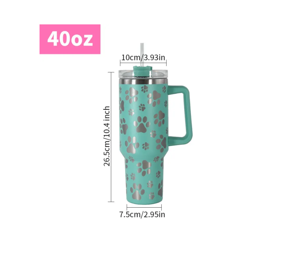 40oz Paw Print Tumbler