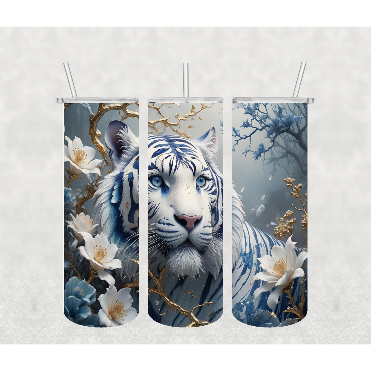 Blue White Tiger Tumbler