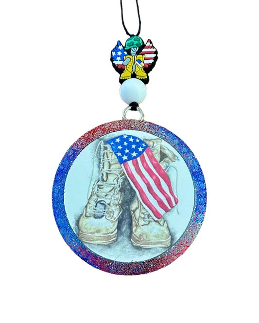Combat Boots with American Flag Freshie (Boots with Wings)