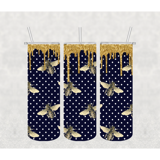 Bee Glitter Drip Tumbler