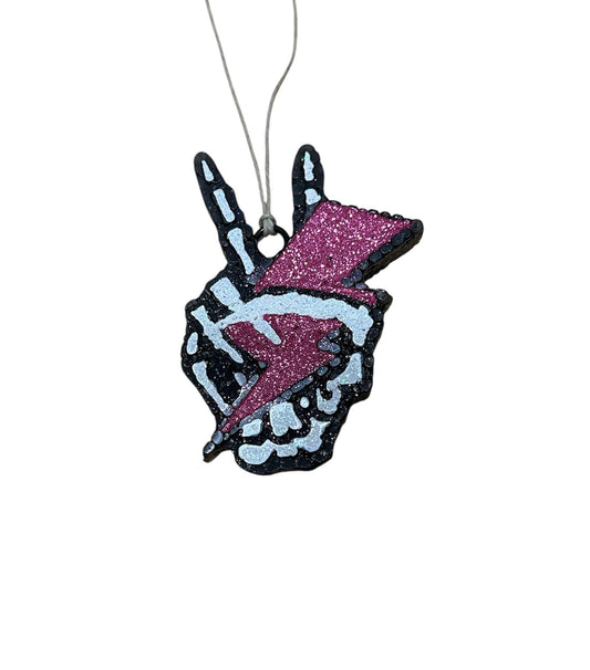 Skeleton hand  with Lightning Bolt Car Freshie