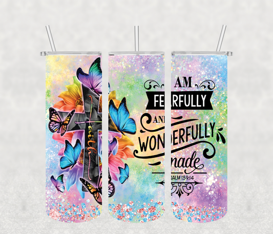 Faith Cross Wonderfully Made Tumbler