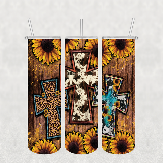 3 Sunflower Crosses Tumbler