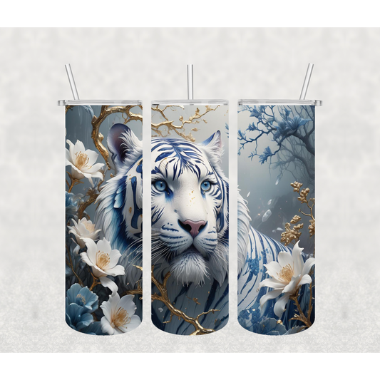 Blue White Tiger Tumbler